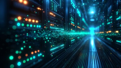 Fototapeta premium Futuristic Server Room