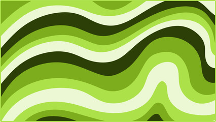 Green Wave Abstract Background, Trendy Retro Psychedelic Style Design.