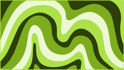 Green Wave Abstract Background, Trendy Retro Psychedelic Style Design.