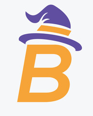 Initial Letter B Magic Hat Logo Design Concept For Magic Fantasy Symbol