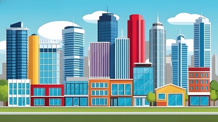 Modern City Buildings - Cartoon Background Illustration