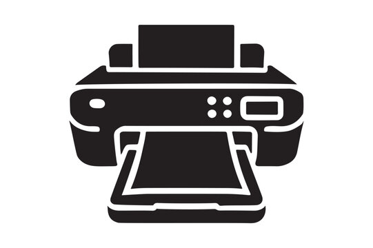 Simple Printer Icon Silhouette for Office Branding and Illustrations