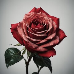 A single red rose surrounded by a subtle white vignette.