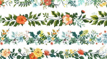 Obraz premium Elegant Seamless Floral Backgrounds and Borders Collection for Design Projects
