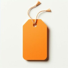 blank orange price tag with a string