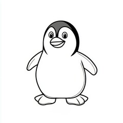 Charming contemporary penguin illustration. Joyful baby penguin cartoon character. Symbolic...