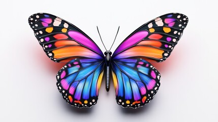 Vibrant Rainbow Butterfly Wings: A Colorful Close-Up of a  Spectacular Insect with Vivid Hues