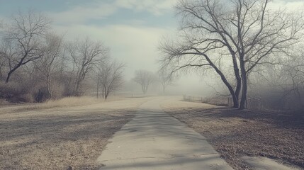 Serene Suburban Trail Under Soft Morning Light