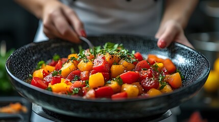 Delicious Colorful Tomato And Pepper Salad