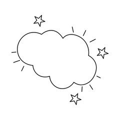 Cloud and sun continuous one line drawing of Isolated outline vector icon black white background 