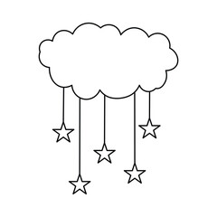 Cloud and sun continuous one line drawing of Isolated outline vector icon black white background 