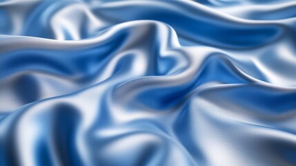 Fototapeta premium A close-up view of luxurious blue satin fabric, showcasing smooth, flowing textures and elegant sheen.