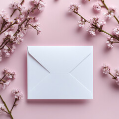 Flowers on a white backdrop on a blank card. ai generated