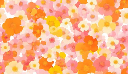 A seamless pattern of small, colorful wildflowers on a cream linen fabric