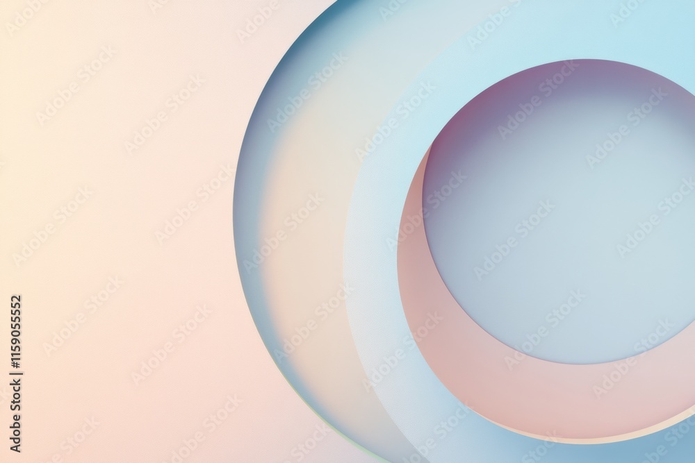 Fototapete Geometric minimalist design featuring pastel circles and lines with ample space for text and creativity. Generative AI