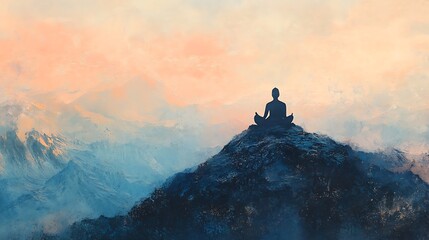 Serene Yogi Meditates Atop Majestic Mountain Peak