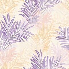 Pastel peach and lavender bamboo leaves seamless pattern