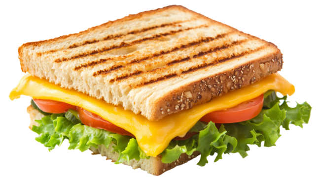 Delicious Toasted Cheese Sandwich, Isolated on transparent background, Perfect for Menu, Food Blog, Advertisement