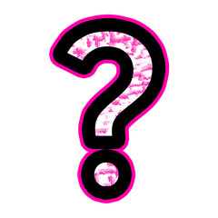 Naklejka premium Pink Question Mark Symbol With A Black Outline And Textured Fill