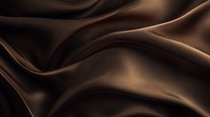 A close-up view of dark, textured fabric displaying elegant, flowing waves and subtle sheen, evoking a sense of luxury and depth.