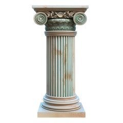 Classic column showing supporting structure on transparent background