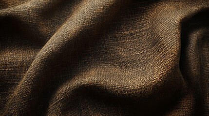 Fototapeta premium A close-up of textured brown fabric, showcasing soft folds and intricate weave patterns.