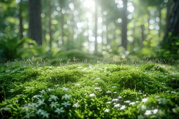 Fototapeta premium Micrograss and moss in the forest, Environmental