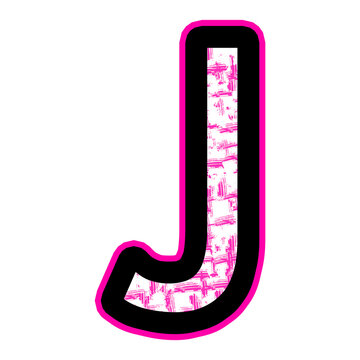 recommend clip art: Pink Alphabet Letter J With A Black Outline And Textured Fill