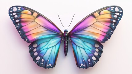 Vibrant iridescent Morpho Butterfly Wings, Detailed Closeup of a Colorful Insect