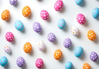 Colorful Easter eggs background with polka dots