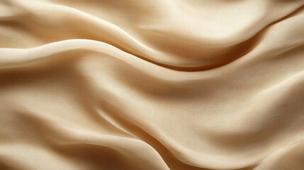 Naklejka premium A close-up view of smooth, shimmering golden fabric, showcasing soft, flowing textures that create an elegant appearance.