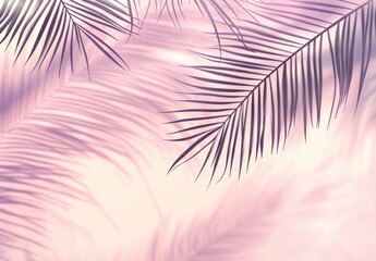 Elegant and Soft Tropical Palm Leaves on a Subtle Pastel Background Ideal for Nature, Relaxation and Spa Themes, Perfect for Design and Creative Projects
