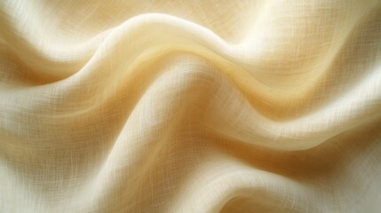 Obraz premium A smooth, flowing texture of light yellow fabric, showcasing soft waves and a delicate appearance.