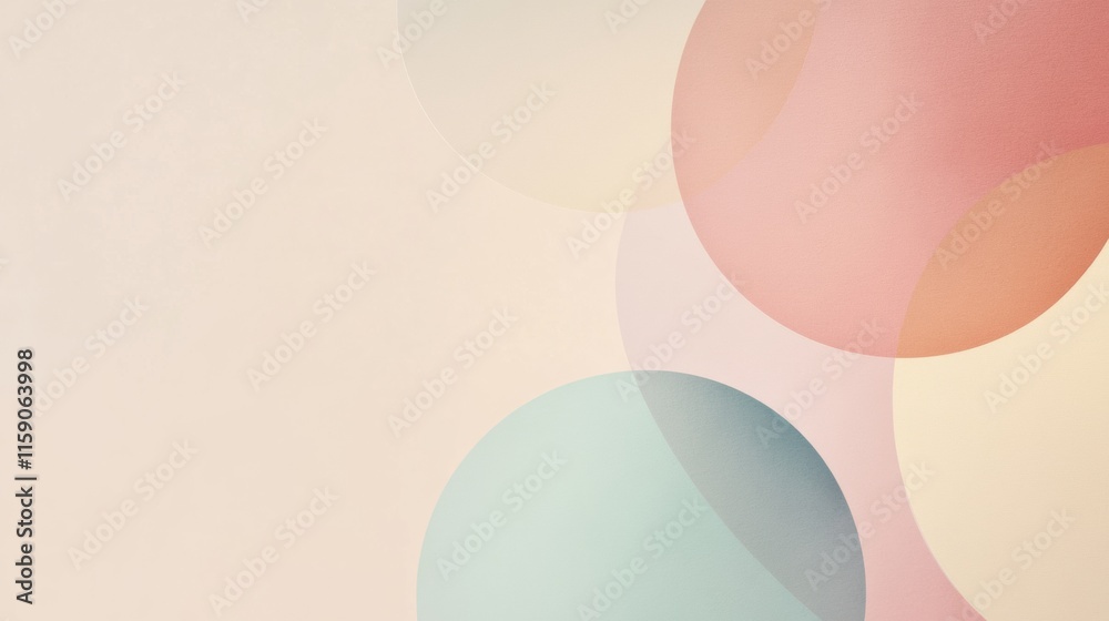 Poster Minimalist abstract geometric design featuring pastel circles and lines with ample copy space for creative use. Generative AI