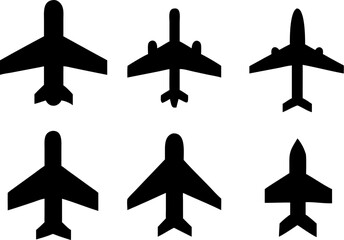 Airplane icon set vector on white background