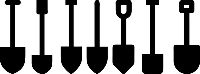 shovel silhouette icons set vector on white background