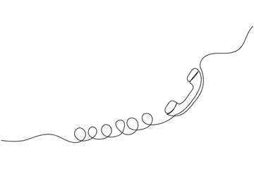 Continuous line drawing of phone icon one line art and call icon isolated outline flat vector illustration