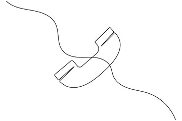 Obraz premium Continuous line drawing of phone icon one line art and call icon isolated outline flat vector illustration