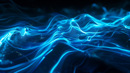 Obraz premium Abstract Blue Energy Wave on Dark Background 