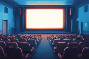 Fototapeta premium Empty Cinema Theater Awaiting An Audience