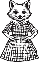 cute fox wearing dress