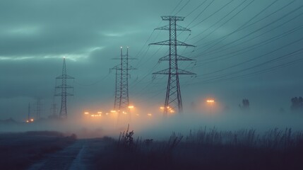 Industrial Energy Landscape with Warm Dramatic Lighting