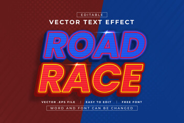 Vector Road Race 3D Editable Text Effects Style