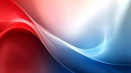 Fototapeta premium Abstract waves in red, white, and blue creating a dynamic visual flow.