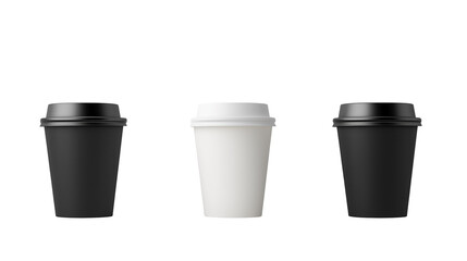 Blank white takeaway coffee cup isolated on transparent background