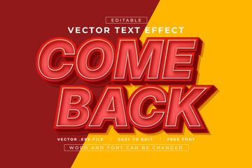 Come Back 3D Editable Text Effects