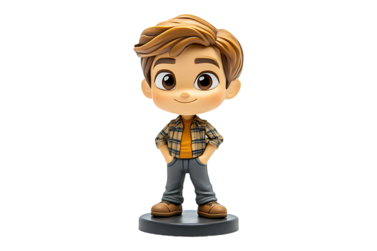 Bobble Head Figurine Isolated on Transparent Background PNG Image.