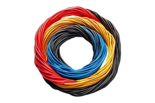 Custom Cable Assemblies Isolated on Transparent Background PNG Image.