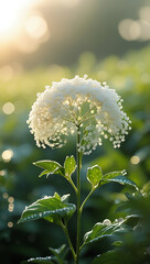 A charming display of Baby's Breath flowers bathed in soft morning light, creating a warm and peaceful atmosphere. Created with Generative AI