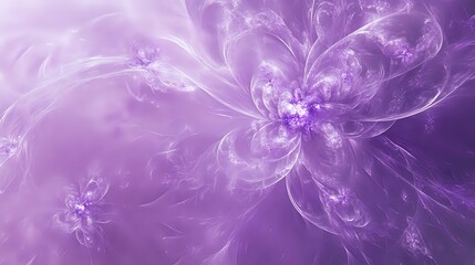 Obraz premium Abstract background in lavender shades with soft floral patterns and glowing orb-like effects creating a romantic aura